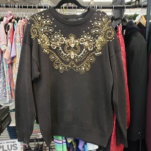 Vintage 1990s Embellished Sequined Beaded Crewneck Sweater